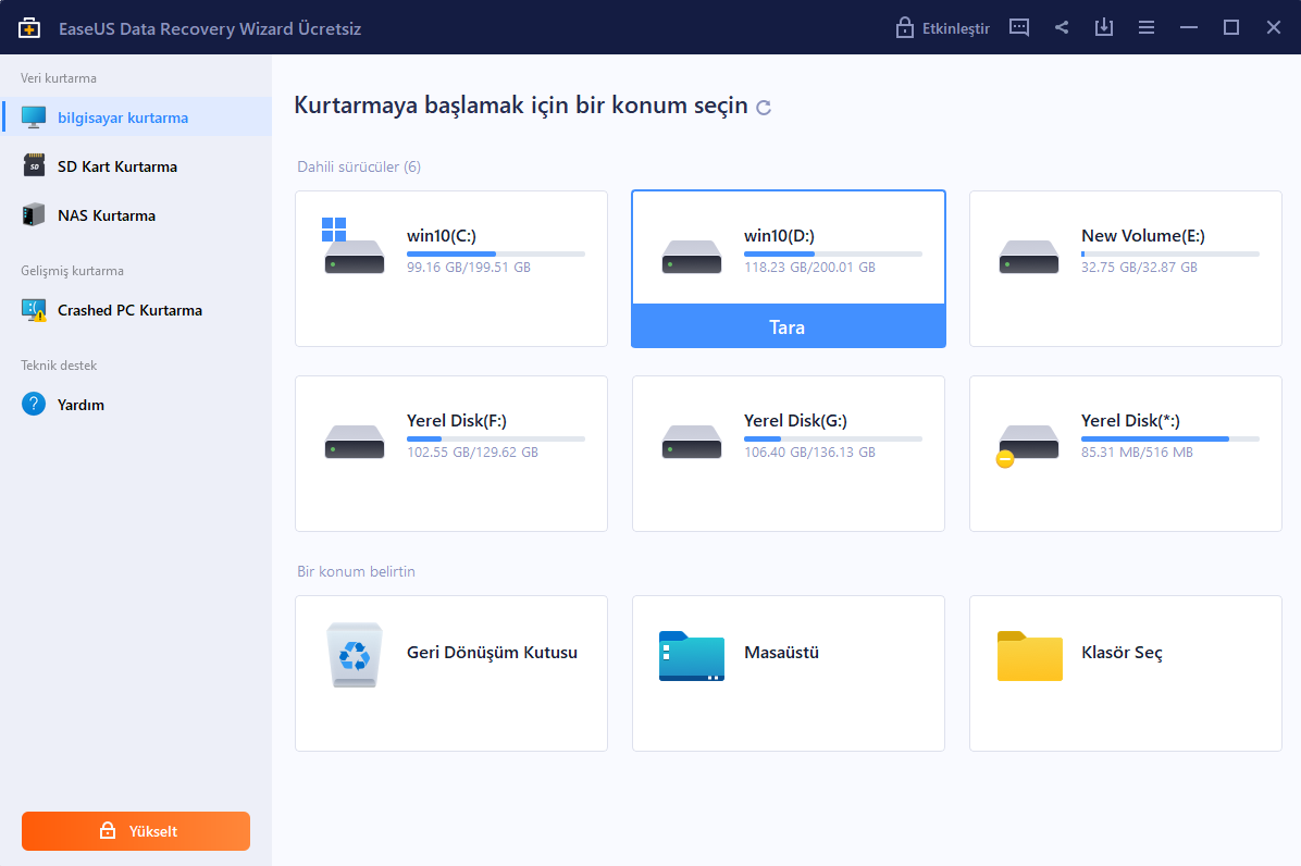 En iyi Ücretsiz Recovery Programı PC için 23 EaseUS