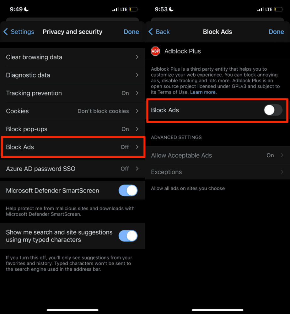 12 block pop up iphone microsoft edge 01 946x1024 1 طريقة إيقاف النوافذ المنبثقة على الجوال (أندرويد وآيفون)