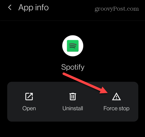 Afficher Spotify sur l'écran de verrouillage d'Android 15 force stop Spotify app