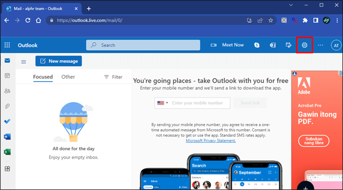 1 sett1 1 كيفية تغيير البريد الالكتروني في Outlook