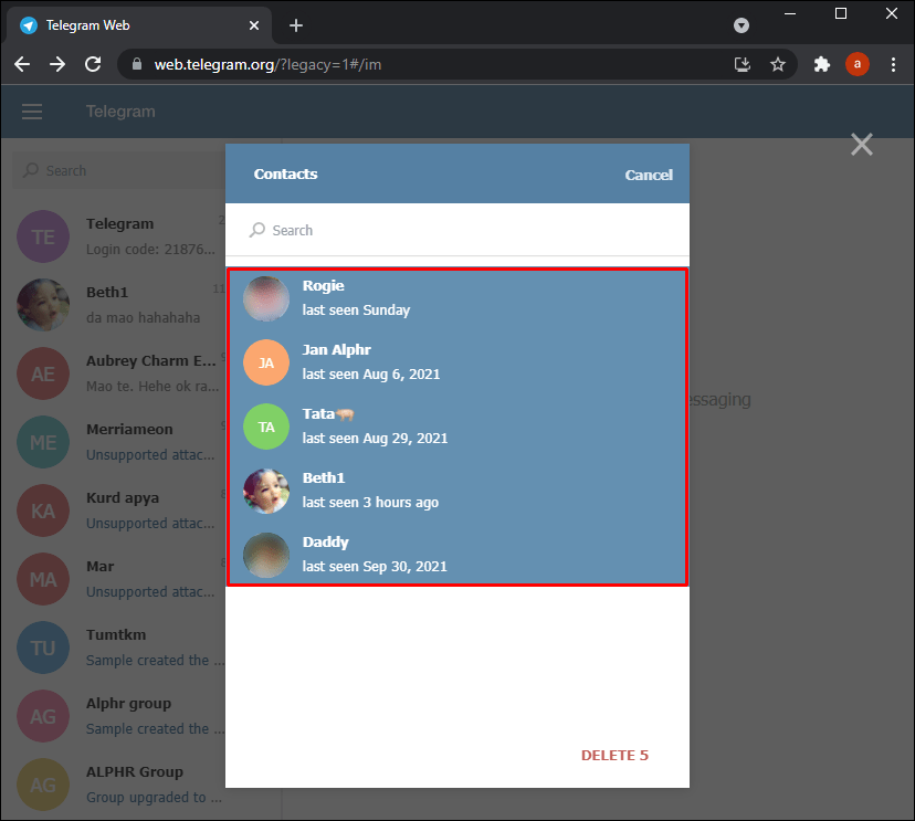 21 2 1 Telegram'da Bir Kişi Nasıl Silinir