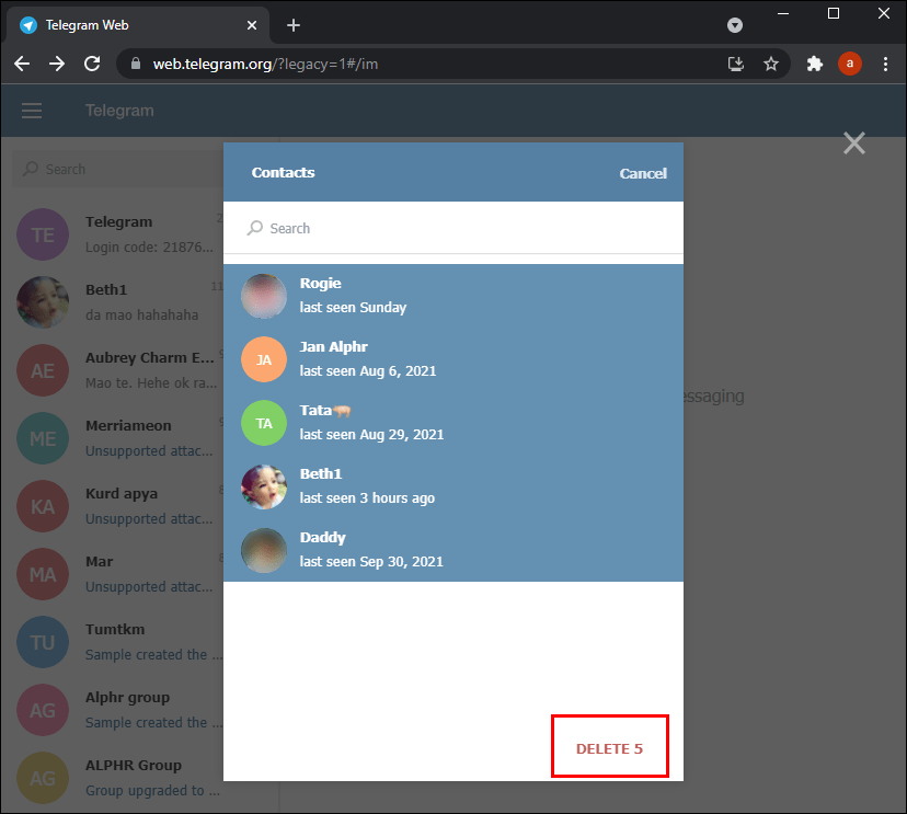 21 3 1 Telegram'da Bir Kişi Nasıl Silinir