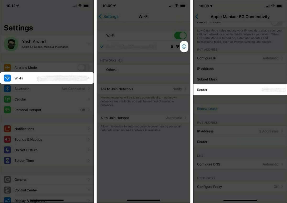 عرض كلمة مرور واي فاي على آيفون عبر عنوان IP
