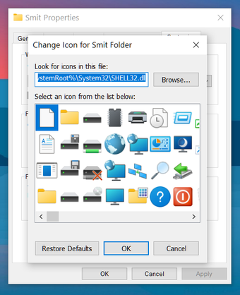 تغيير رمز المجلد