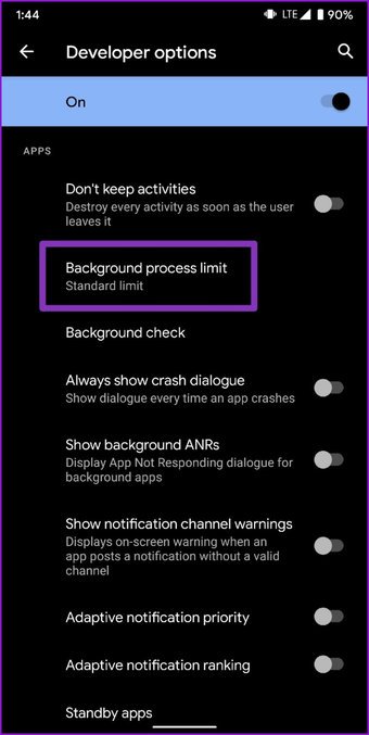 أفضل 10 خيارات لمطور برامج أندرويد يجب أن تجربها 35 الحد من العملية في الخلفية