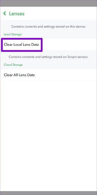 امسح بيانات العدسة المحلية