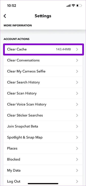 امسح ذاكرة التخزين المؤقت على سناب شات