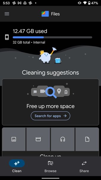 مسح مساحة تخزين الجوال