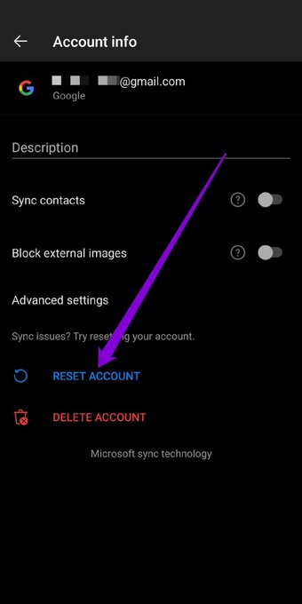 إعادة ضبط الحساب على مايكروسوفت أوتلوك