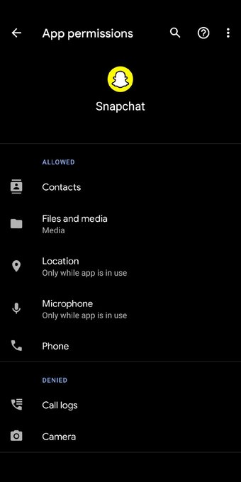 أذونات سناب شات