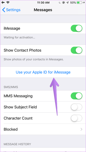 تم تسجيل خروج Imessage خطأ 4