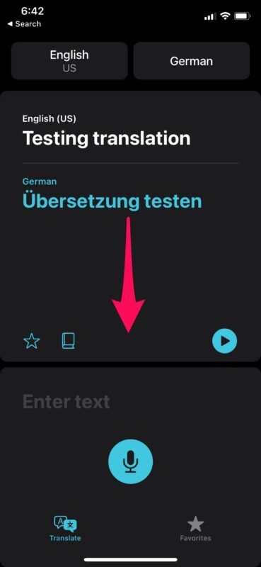طريقة حذف محفوظات الترجمة في تطبيق الترجمة من Apple