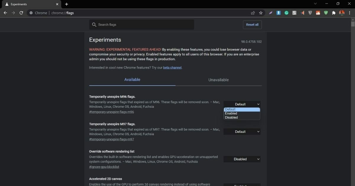 Chrome Flags: طريقة تفعيل العلامات على متصفح جوجل كروم 32 طريقة تفعيل الإشارات في كروم
