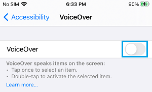 Disable VoiceOver on آيفون