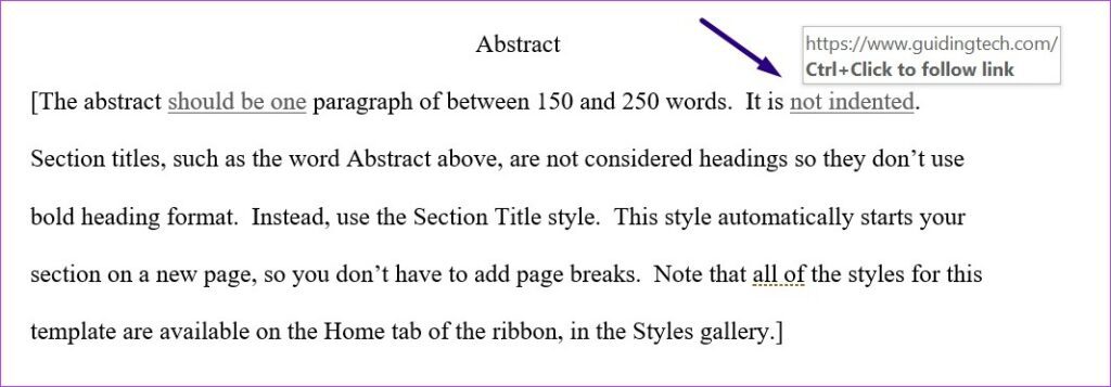 طريقة تنسيق الارتباطات التشعبية في مايكروسوفت وورد
