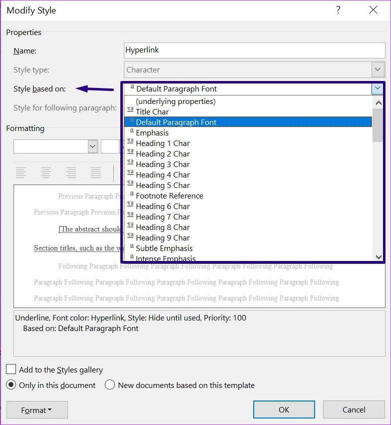 طريقة تنسيق الارتباطات التشعبية في مايكروسوفت وورد