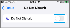 Disable Do Not Disturb Mode on آيفون