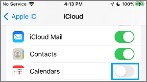 Disable iCloud Calendars on آيفون