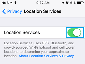 Enable Location Services on آيفون