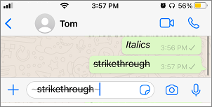 Strikethrough in واتساب