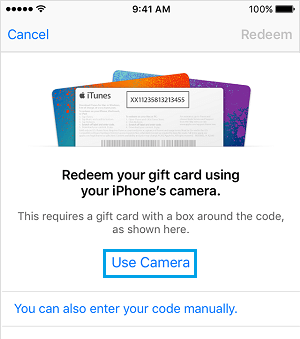 طريقة استرداد قيمة بطاقة هدايا iTunes على آيفون 20 Use Camera to Redeem Gift Card on آيفون