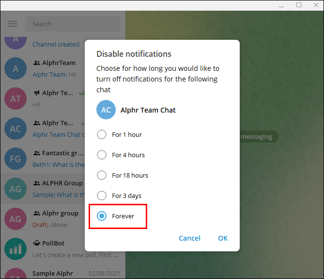 6263dc8175fa4 طريقة اخفاء الدردشة في تيليجرام دون حذف