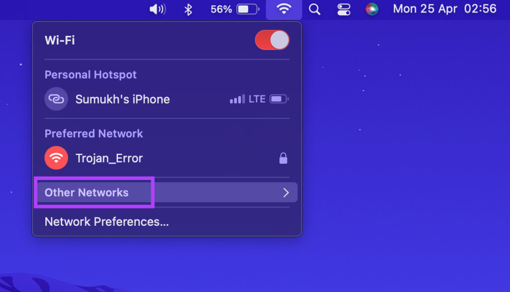 other networks on mac