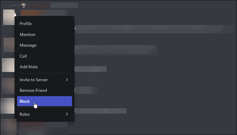 حظر المستخدم في الديسكورد