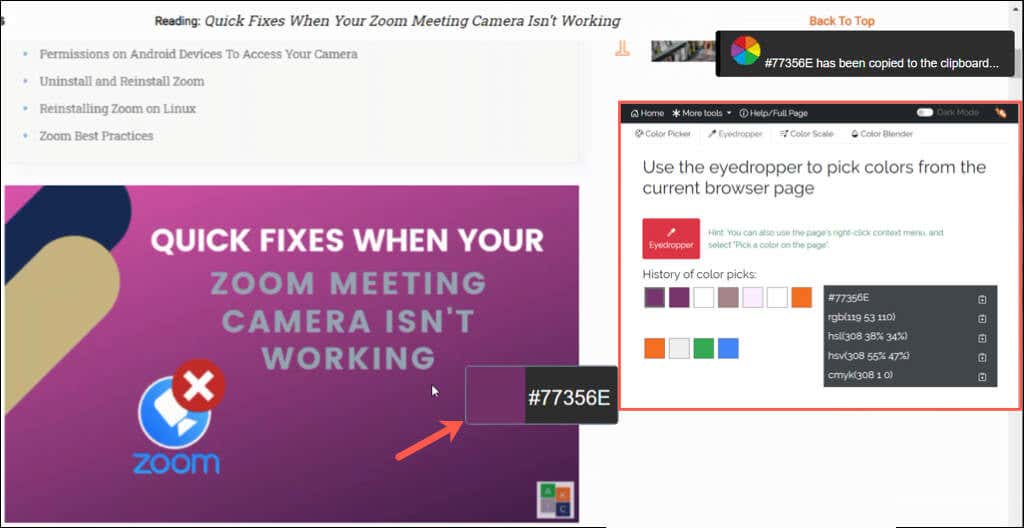 6269e7044b64e أفضل ملحقات كروم منتقي الألوان للحصول على رموز ألوان HEX و RGB و HSL