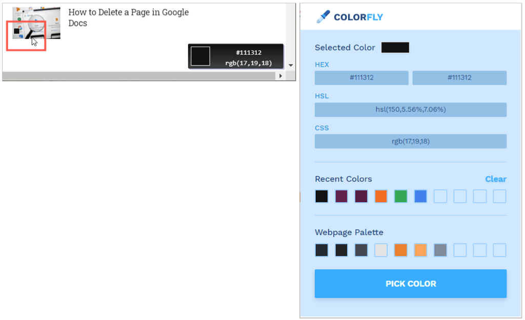 6269e70960ee7 أفضل ملحقات كروم منتقي الألوان للحصول على رموز ألوان HEX و RGB و HSL