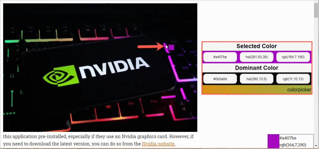 6269e70a84140 أفضل ملحقات كروم منتقي الألوان للحصول على رموز ألوان HEX و RGB و HSL