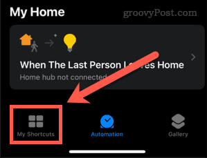 علامة تبويب الاختصارات في تطبيق الاختصارات