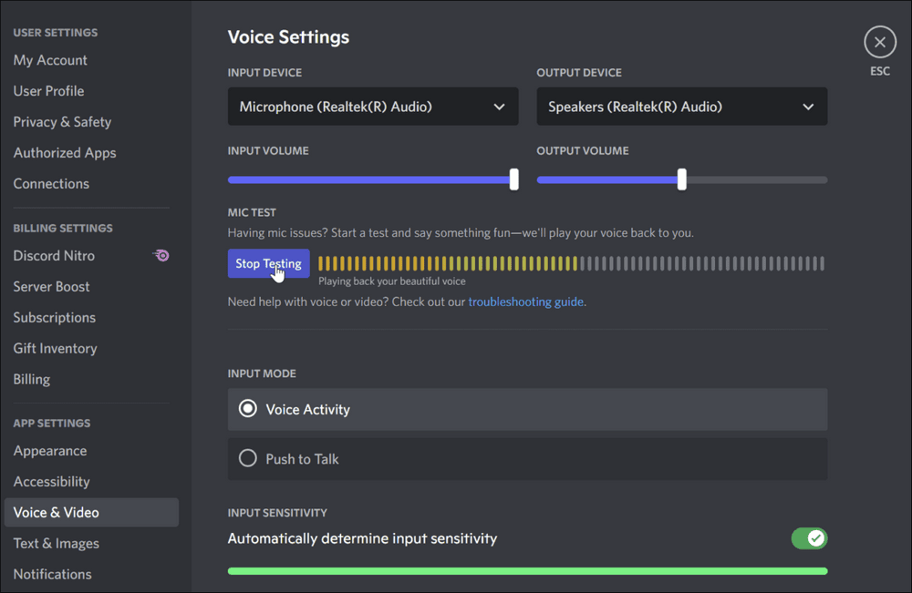 إدخال إعدادات الصوت والمخرجات