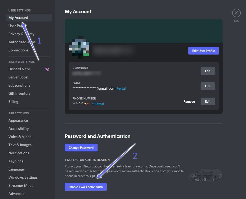6271b39e839a5 طريقة تفعيل المصادقة الثنائية (2FA) على ديسكورد
