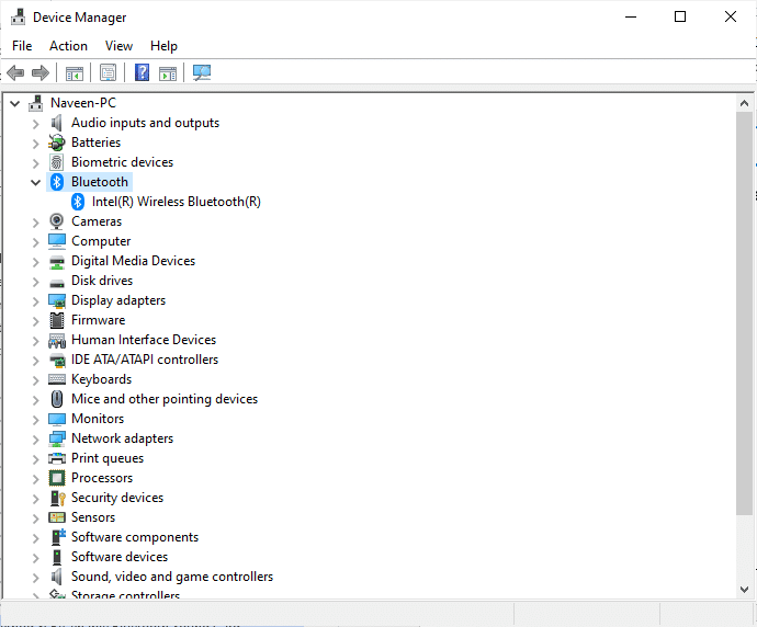 قم بتوسيع برامج تشغيل بلوتوث