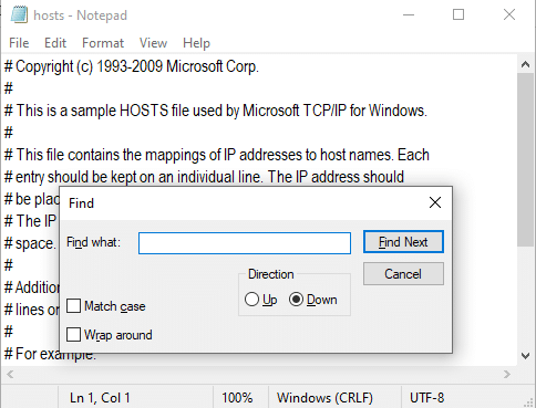 اكتب Minecraft في علامة التبويب Find what وانقر على Find Next