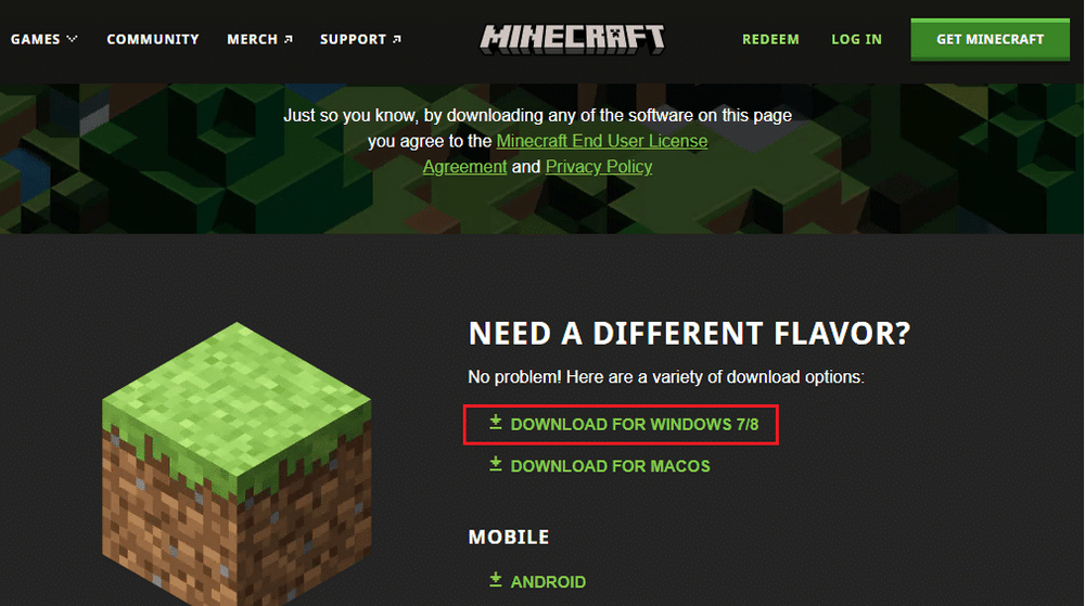 تنزيل minecraft لنظام التشغيل windows. إصلاح شاشة Minecraft السوداء في ويندوز 10