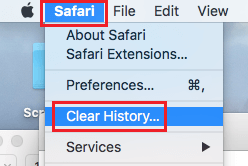 Clear History Option in سفاري Browser on ماك