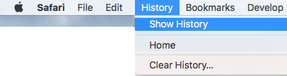 Show History Option in سفاري Browser on ماك