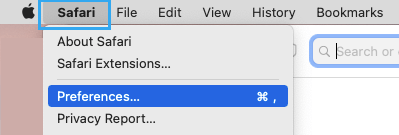 Open سفاري Preferences on ماك