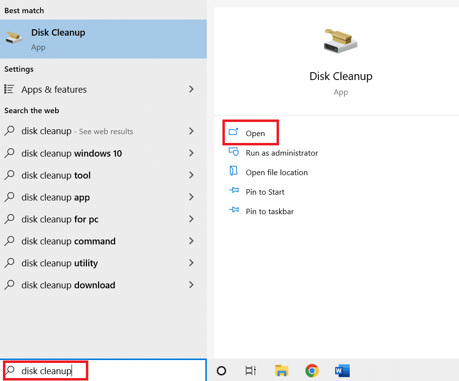افتح تنظيف القرص