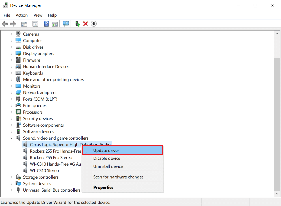 تحديث برامج تشغيل الصوت