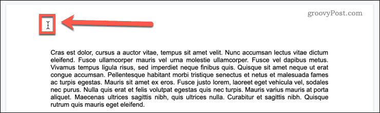 مستندات جوجل أعلى الصفحة