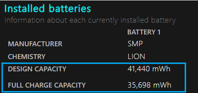 حل مشكلة استنزاف بطارية اللاب توب عند إغلاق الغطاء 30 Battery Capacity on ويندوز Battery Report