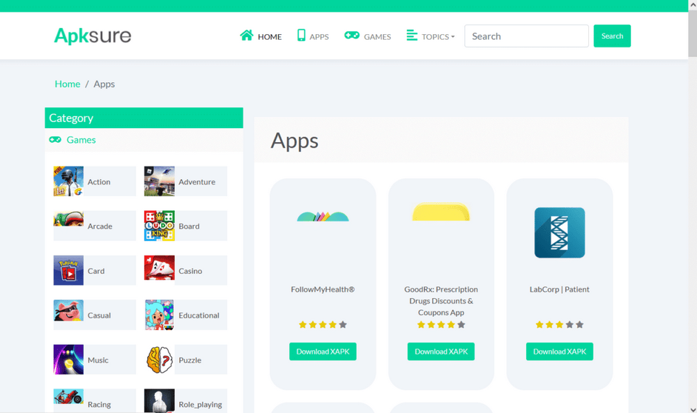 صفحة ويب Apksure. طريقة تنزيل التطبيقات على تلفزيون سامسونج الذكي