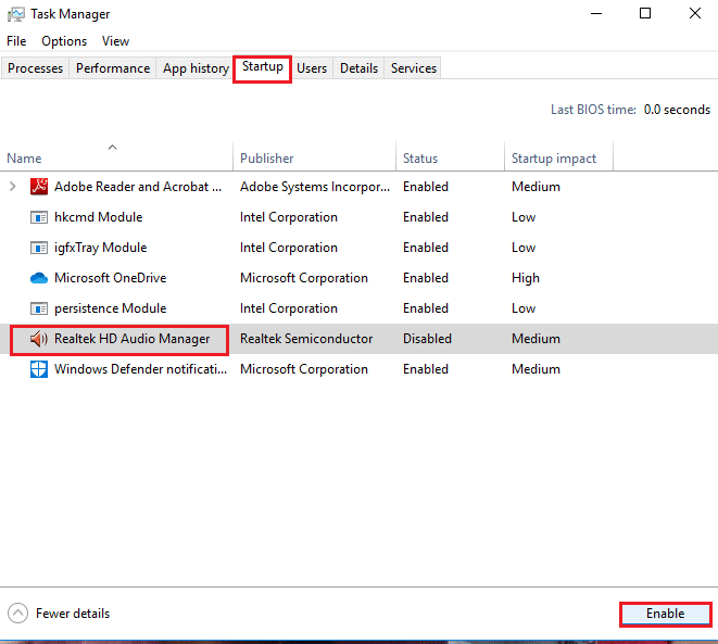 وانقر على زر تفعيل لتفعيل Realtek Audio Manager. إصلاح عدم فتح برنامج Realtek Audio Manager