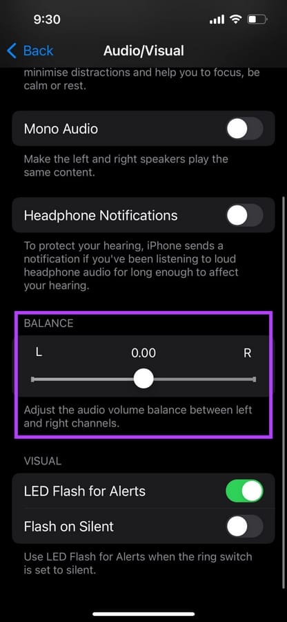 كيفية إصلاح سماعات ايربودز اليمنى أو اليسرى لا تعمل 29 ضبط شريط تمرير التوازن