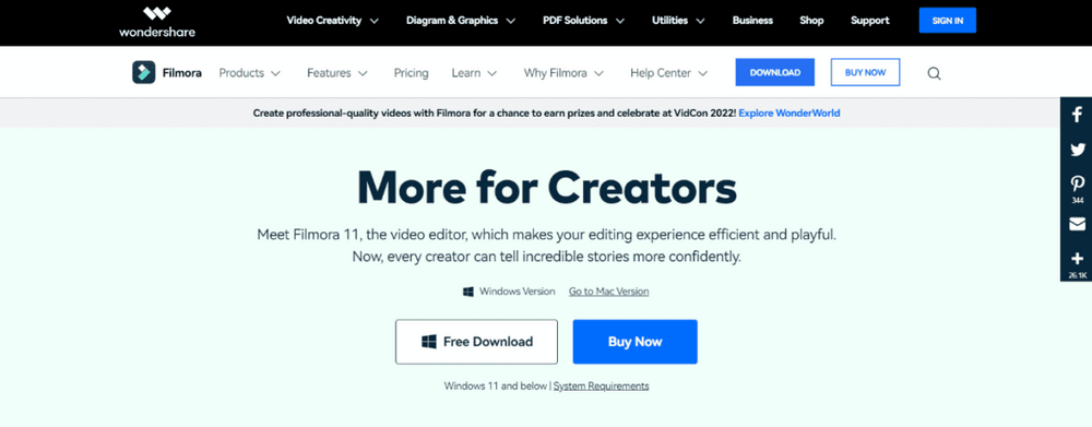 برنامج Wondershare Filmora. أفضل بديل أفتر إفكت