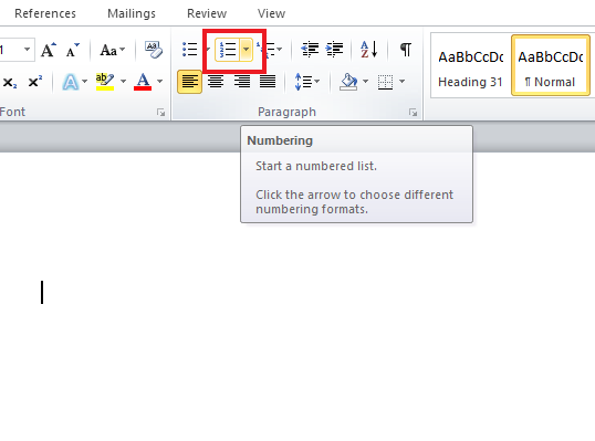طريقة كتابة الأرقام الرومانية في Word 55 فتح الترقيم في كلمة