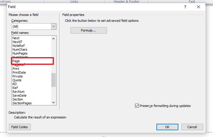 طريقة كتابة الأرقام الرومانية في Word 65 اختر الصفحة